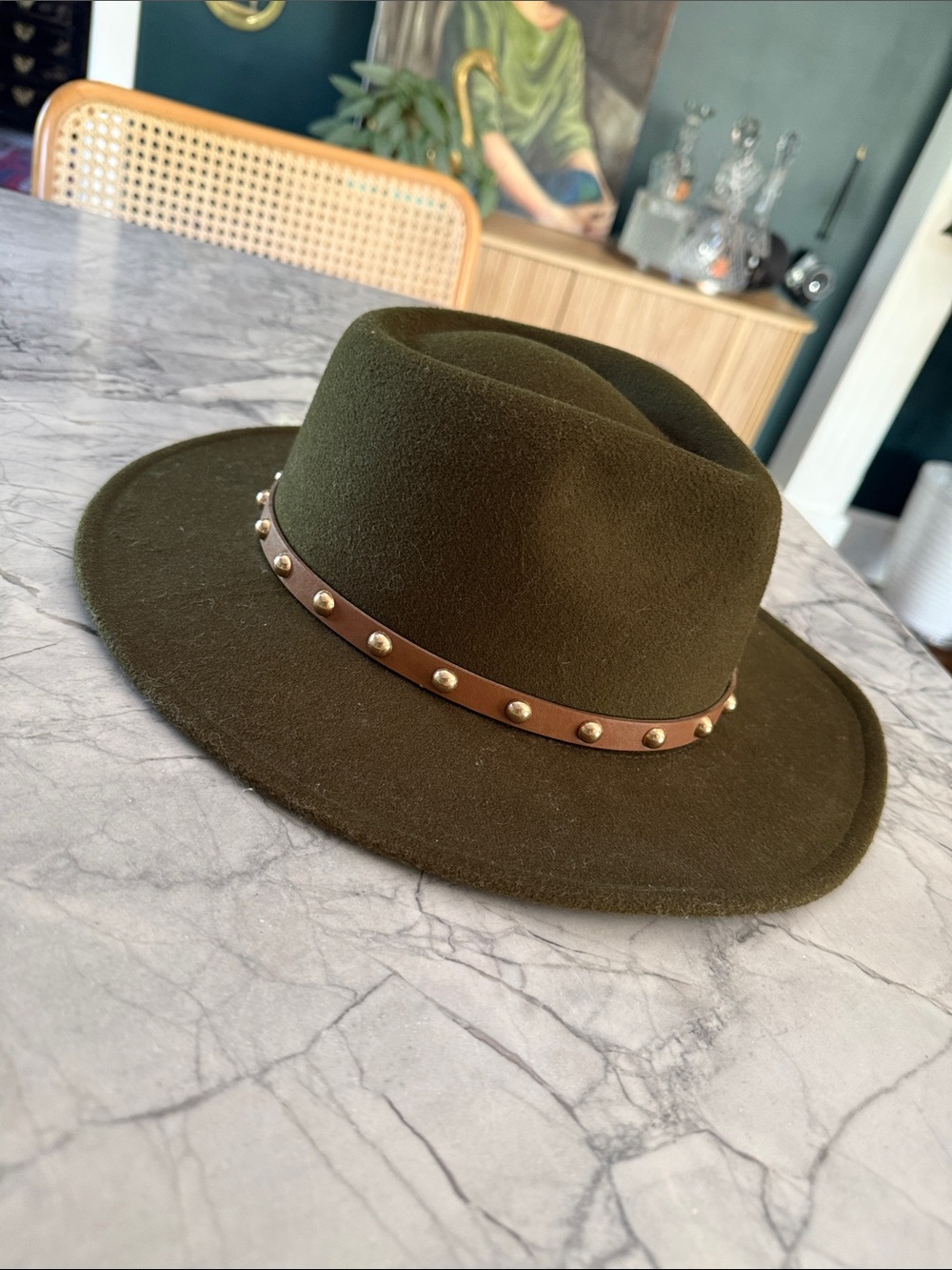 Olive Wool Felt Wide Brim Fedora | Women’s One Size